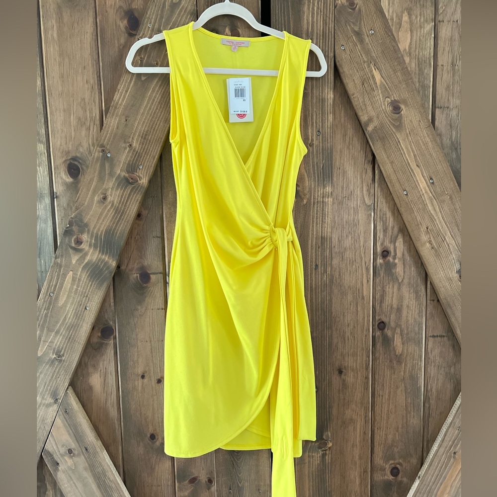 Yellow Sleeveless Wrap Dress, by Casual Couture, Green Envelop. Brand New!